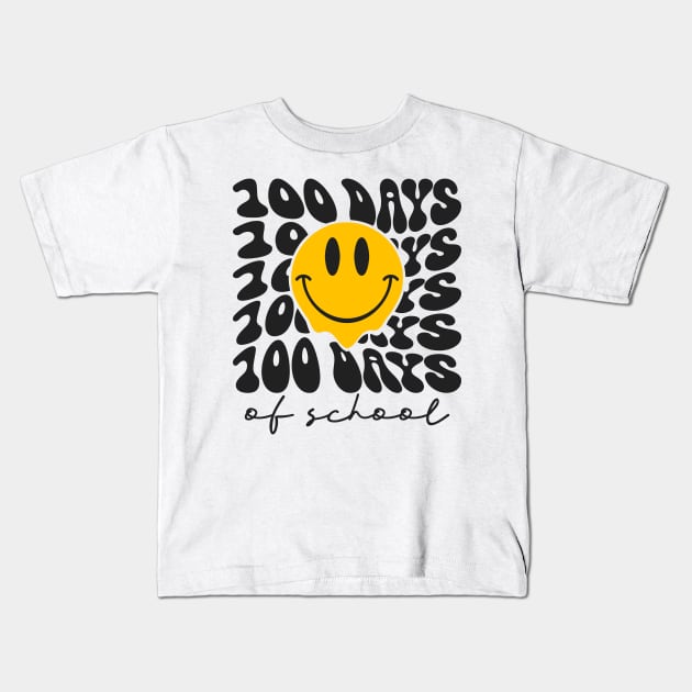 100 days of school Retro Smiley Face Kids T-Shirt by Hobbybox